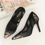 ZM026 96289-28 Net Celebrity With Pointed Stiletto Sexy Lace High Heels Shallow