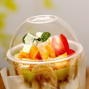 China 90mm Biodegradable And Compostable Tableware Pet Dome Lids For Plastic Cups factory