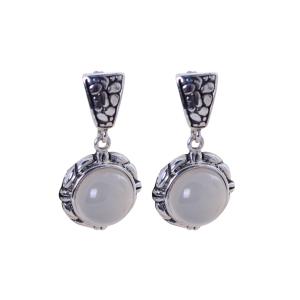 China Women 925 Sterling Silver Synthetic White Chalcedony Drop Earrings (XH054081W) factory