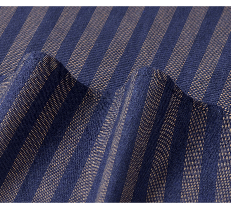 Breathable Dark Blue Long Sleeve Cotton Shirt for Men's Casual Fashion in Autumn 2021