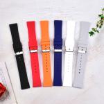 6 Colors Shiny Buckle Mens Rubber Watch Bands 18 20 22mm