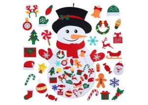 China 39 X 26 Inch Childrens Felt Handicraft Snowman Set With 36pcs Ornaments factory