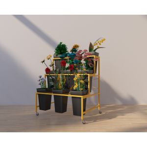 Movable 796mm Height 590mm Depth Flower Display Rack Three Layer
