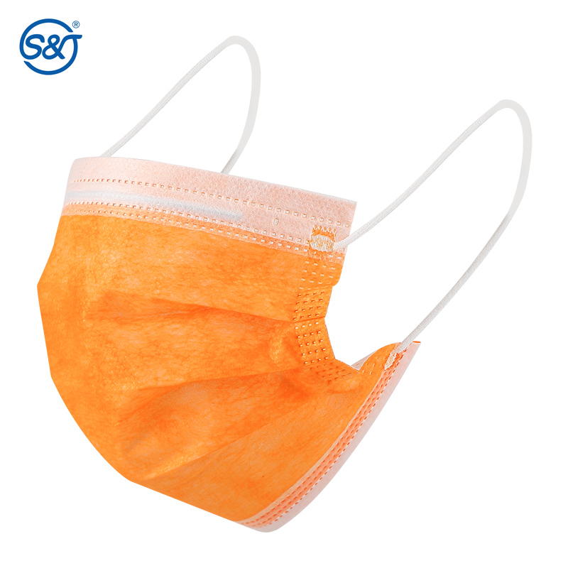 S&J disposable medical surgical face mask 3-ply non woven protective colorful medical surgical face mask