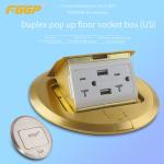 Pop Up Round Floor Box Brass Plate Tamper Resistant Electrical Cold Rolled Steel