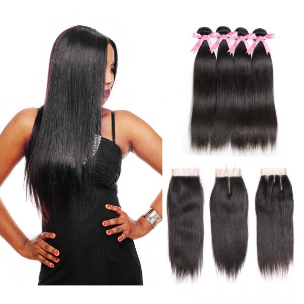 100% Malaysian Straight Hair Bundles For Black Women / Double Weft Hair