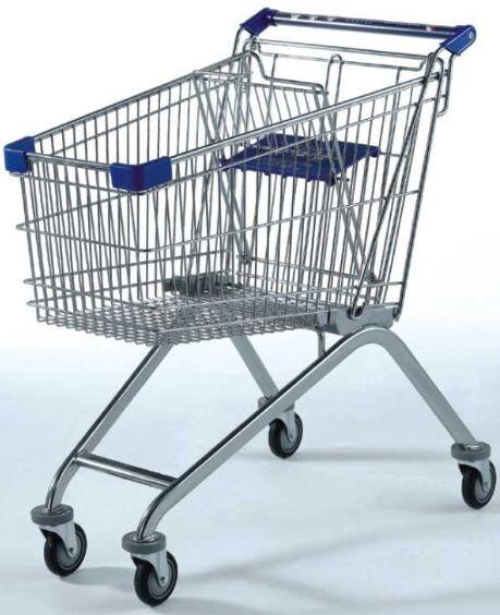 120KG Capacity Supermarket Wire Shopping Trolley , Grocery 4 Wheel Shopping