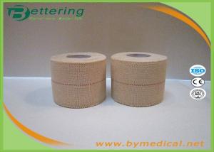 China Skin Colour 100% Pure Cotton Heavy Stretch Tape Elastic Adhesive Bandage EAB ith middle line sports tape factory