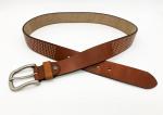 Light Brown Genuine Mens Leather Studded Belt 3.8cm Width Fashion Design