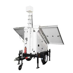 China Remote Monitoring Mobile Solar CCTV Trailer With PTZ Camera Box factory