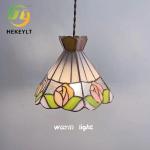 French Retro All Copper Glass Colorful Rose Pendant Light Hallway Dining Room