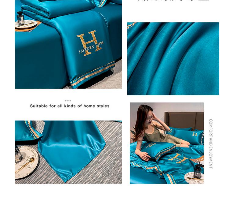 Luxury Washed Silk Summer Quilt Set With 1 Cover 1 Flat Sheet And 2 Pillowcases