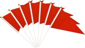 China Plastic Sticks Red Pennant Flags Mini Hand Held Solid Blank Flag Sports Club School factory