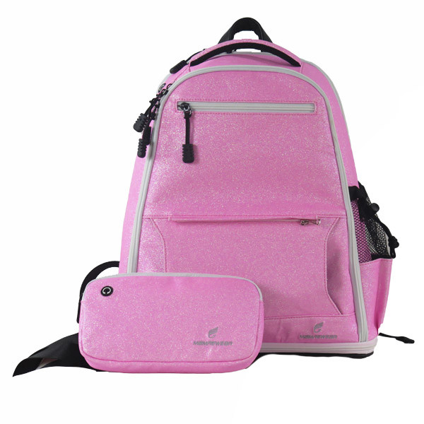 Pink Sparkle Cheer Backpack , Casual Style Girls Glitter Backpack 20-35 Litre