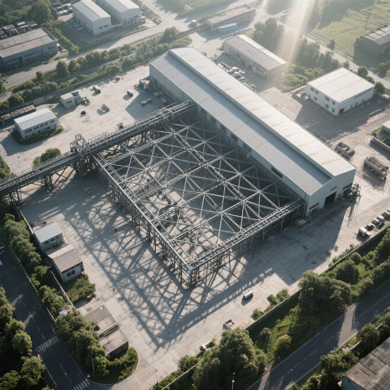 Prefab Warehouse Building Steel Structure Painted Surface Treatment