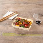 20 Ounce Compostable Food Containers, Rectangle Wooden Bento Boxes - Flare,