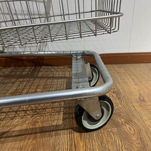 Galvanize Two Layer Shopping tolley With Printing Logo Metal Shopping Trolley