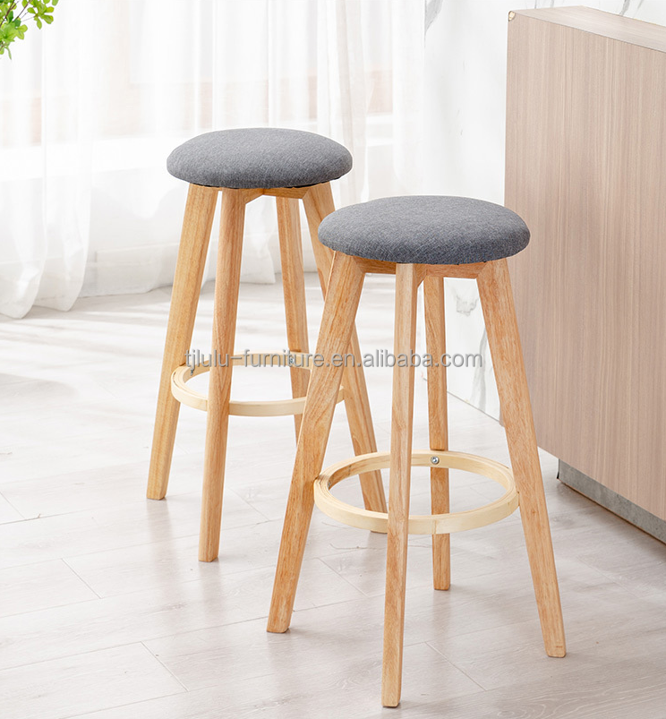 Commercial Furniture Modern Design Solid Wood Bar Stool High Chair for Bar