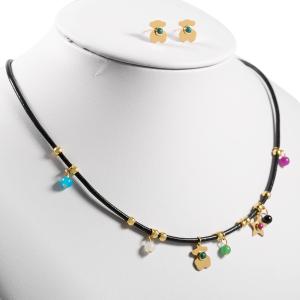 China Medical Stainless Steel Jewellry , Black Leather Necklace For Women factory