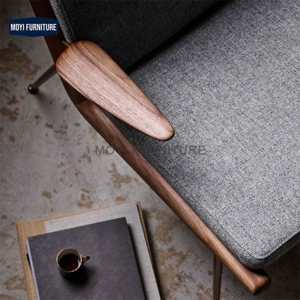 Carpet Recommended MOYI Half House Comfortable Solid Wood Chair Luxury Leisure Single Sofa Chair Living Room Villa Style