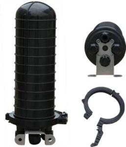China SGS ISO Black color MMP 190 x 410mm 96 single fiber Dome / Vertical Fiber Optic Splice Closure factory
