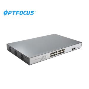 China fiber Optic Switch 16 ports POE Switch with 2 SFP fiber ports for data center using factory