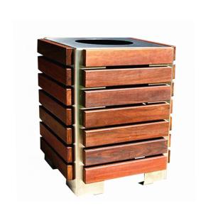 China Round Outdoor Trash Cans , Square Outdoor Dustbin With Sandblasting Zinc Spraying Finish factory