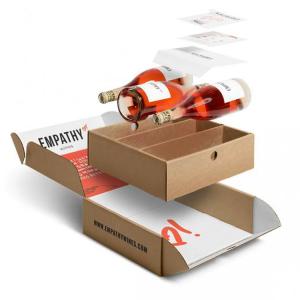 China Recyclable Wine Bottle Cardboard Shipping Boxes Insert Kraft Paper Mailer Packing factory