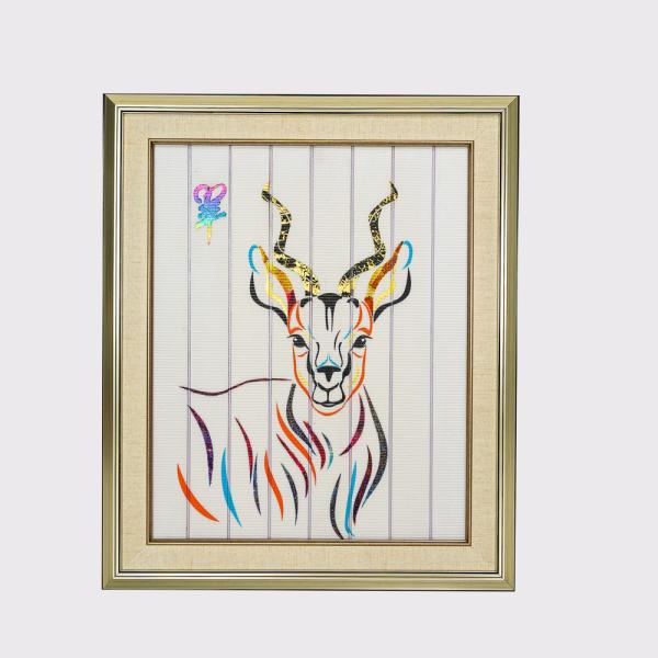 Chinese Zodiac Painting Twelve Animals Goat Home Decor Ribbon Painting Framed