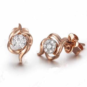 China Hot Sale 18K Rose Gold 0.14 Carat Stud Women Earrings (GDE008) factory
