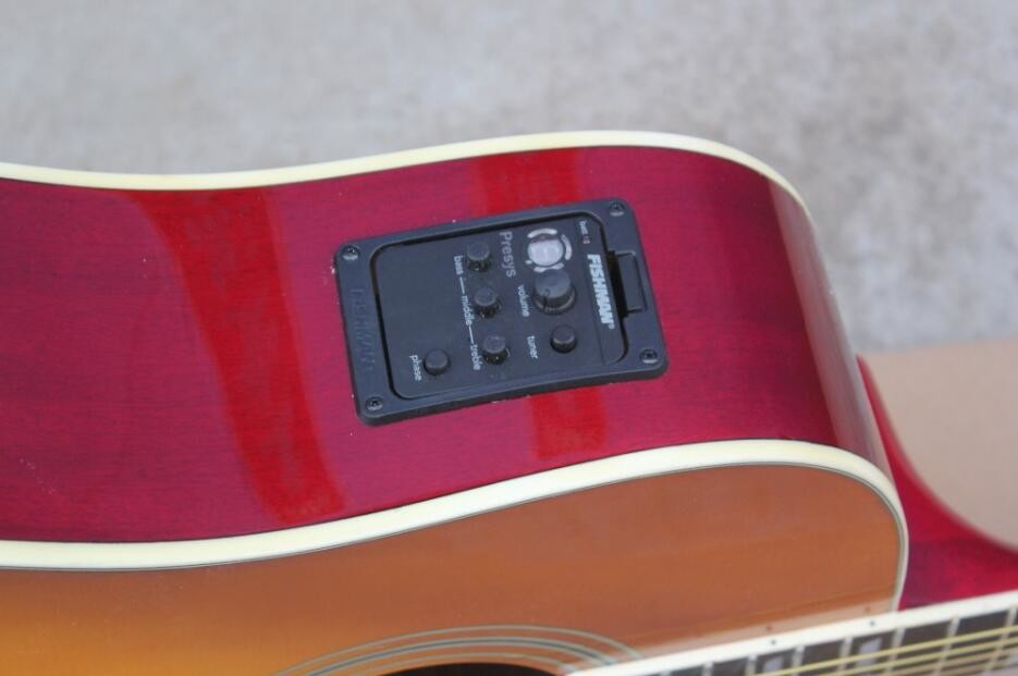 2018 New Chibson H-Bird acoustic guitar cherry red GB electric acoustic guitar Free Shipping Chinese Acoustic guitar
