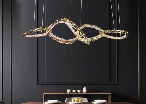 Light luxury copper ring staggered chandelier restaurant living room creative