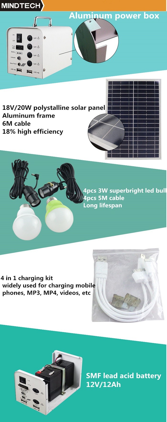Green Energy Portable Solar Battery System Simple Structure Easy Operate