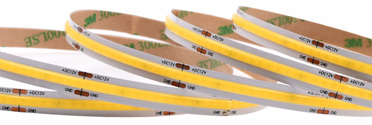 Waterproof COB LED Strips No Dots Connecting Cutting 12 24 Volt White Super Bright