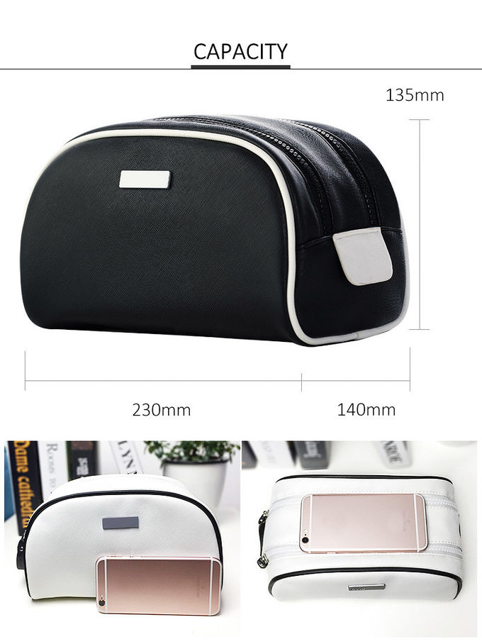 Reusable White PU Cosmetic Bag With Digital Printing Logo