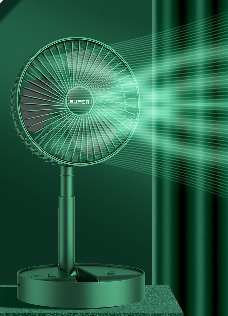 USB Rechargeable Foldable Desktop Table Fan with 3 Adjust Speed Multifunctional Design