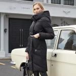 Winter Long Thick Padded Coat Women Printed Fabric Coat Fashion Casual Belted