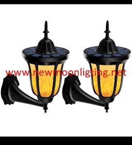 China Solar Lights Flickering Flames Wall Lights 96 LED Solar Wall Lights Outdoor Dancing Flame Light Wireless Waterproof Wall factory