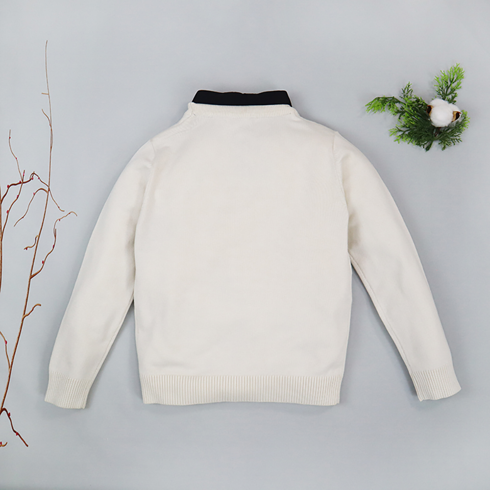 Baby children winter clothing pullover with woven collar sweater tops infant toddler baby girls kids knitted sweater