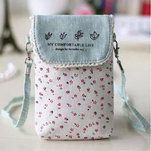 China Custom cute fresh washable floral cotton mini crossbody cell phone purse bag for women factory
