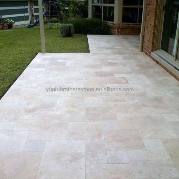 Modern Design Style Natural Silver Travertine Stone Ivory Deck Tile for Pool Flooring