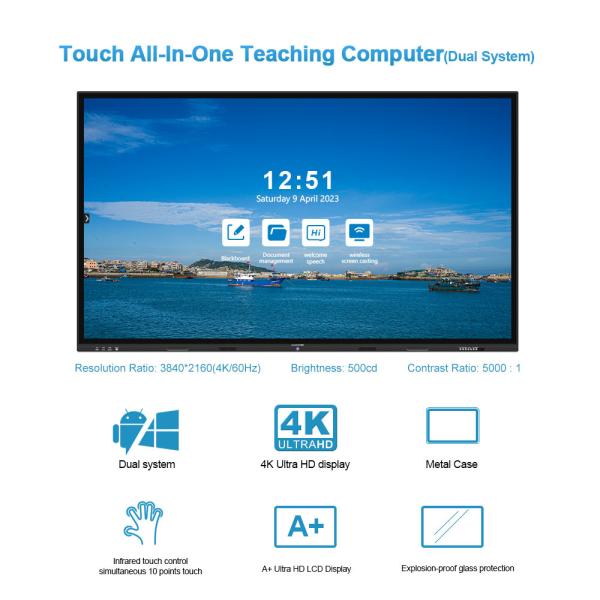 China Vibrant Visuals on Interactive Smart Board with 4K Touch Display and Metal Frame factory