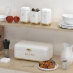 Crown Series Metal Bread Bin Set Tea Can Coffee Can Kitchen Storage Bread