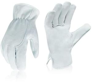 China OEM ODM Truck Drivers White Rigger Work Safety Leather Gloves Breathable factory