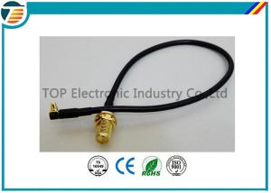 China 50 Ohms Pigtail RF Coaxial Cable , SMA Male Plug To MMCX Right Angle With RG174 Cable factory