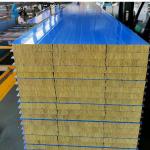 100mm 150mm Corrugated Sheet Sandwich Panel Fireproof Rock Wool Blue Color