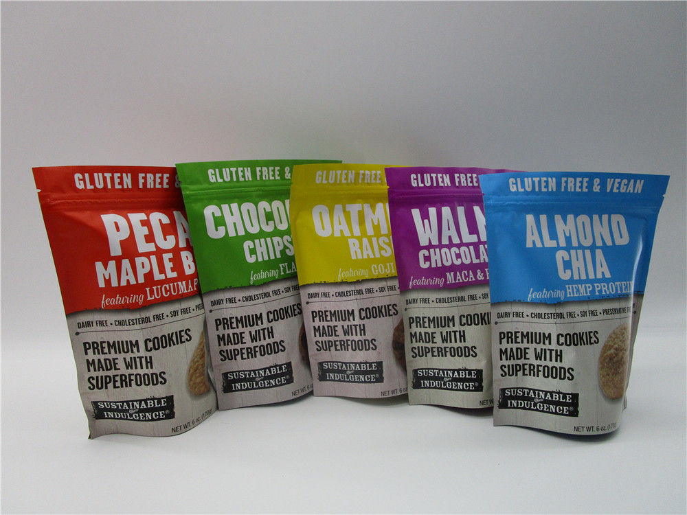 Custom Printed Reusable Standing k Bags Cookie Chips Foil Bag Packaging