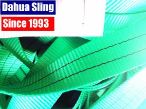 China 2 Ton Green Polyester Sling Webbing For Heavy Duty Lifting 100ft / roll factory