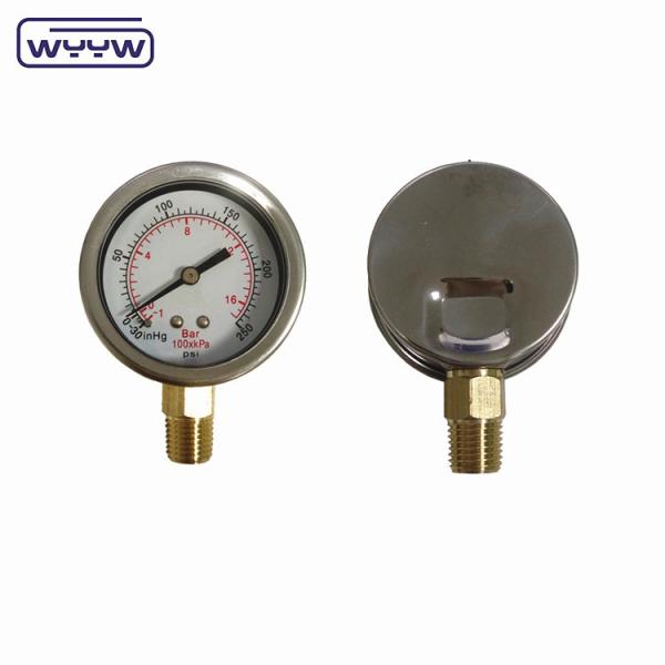 -30inHg Vacuum Compound Gauge Oil Filling Bottom Connection 1/4" Bsp 2" Pressure