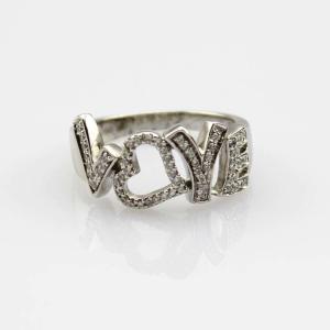 China 925 Silver Ring Pave Clear Rhinestone Love Ring(JR078) factory